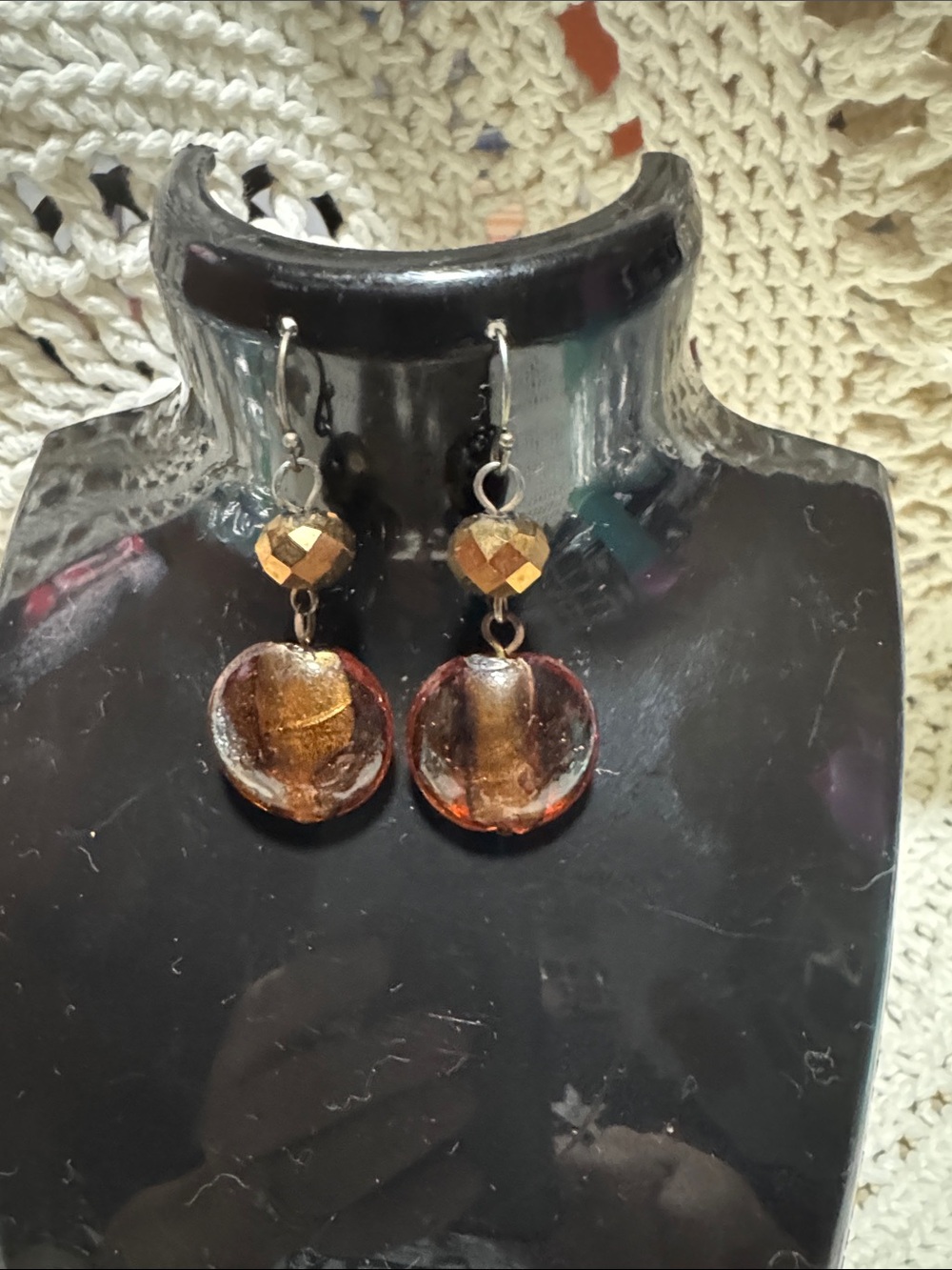 Amber Glass Drop Earrings